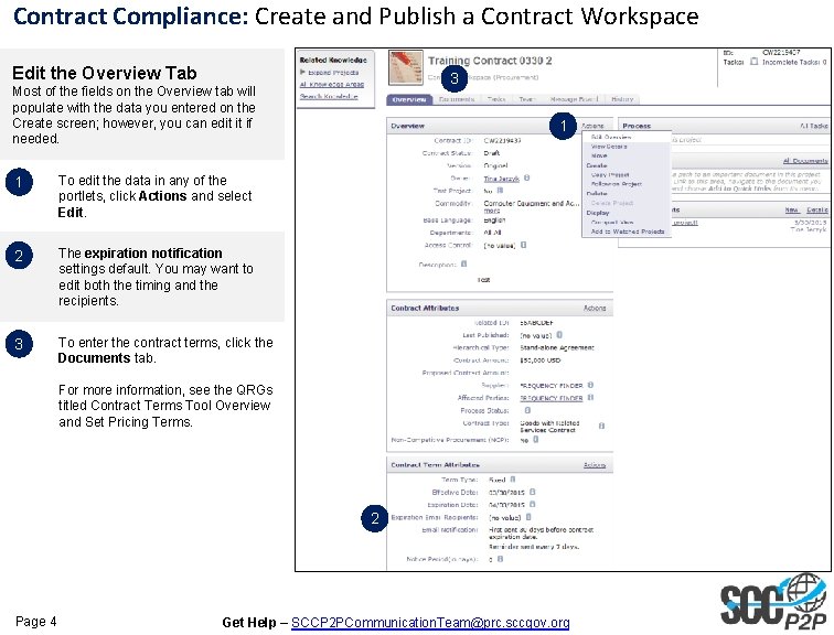 Contract Compliance: Create and Publish a Contract Workspace Edit the Overview Tab 3 Most