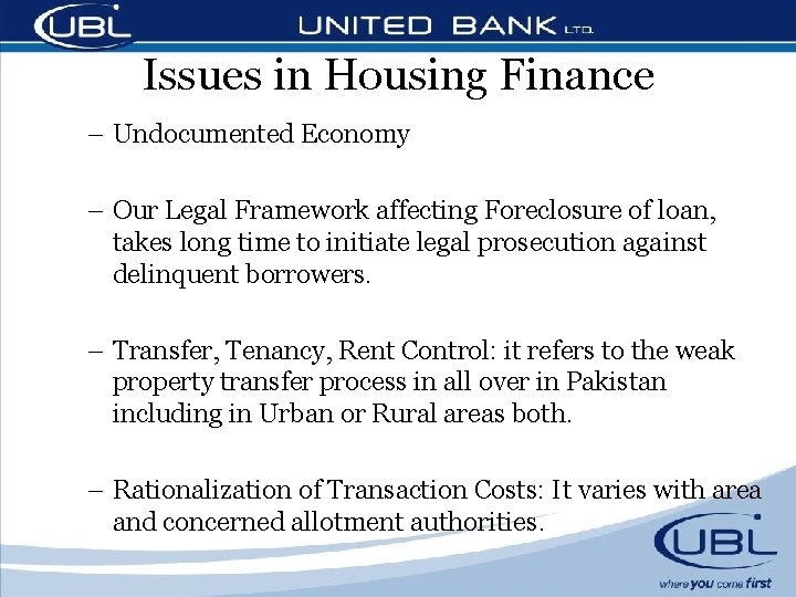 Issues in Housing Finance – Undocumented Economy – Our Legal Framework affecting Foreclosure of