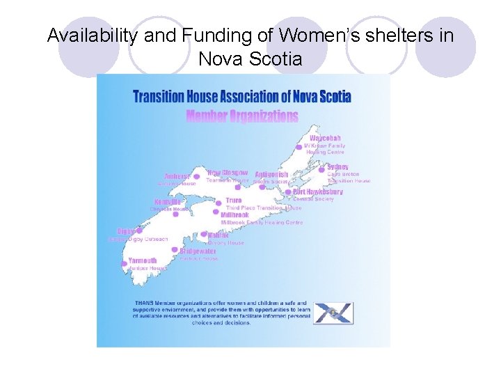Availability and Funding of Women’s shelters in Nova Scotia 