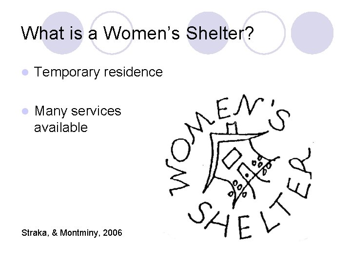 What is a Women’s Shelter? l Temporary residence l Many services available Straka, &