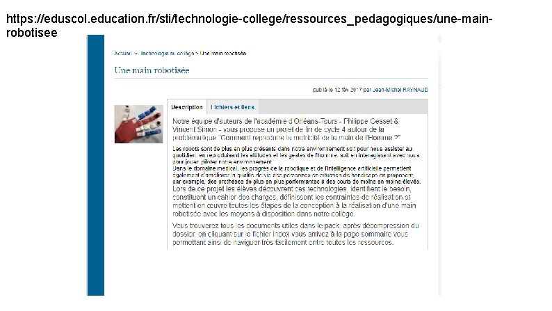 https: //eduscol. education. fr/sti/technologie-college/ressources_pedagogiques/une-mainrobotisee 