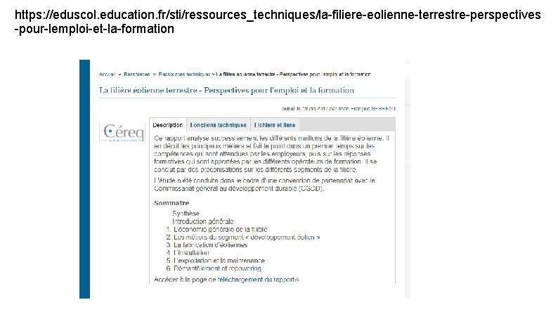 https: //eduscol. education. fr/sti/ressources_techniques/la-filiere-eolienne-terrestre-perspectives -pour-lemploi-et-la-formation 