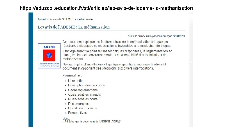 https: //eduscol. education. fr/sti/articles/les-avis-de-lademe-la-methanisation 