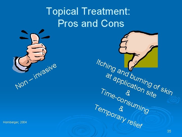 Topical Treatment: Pros and Cons – n No Hornberger, 2004 a v in e