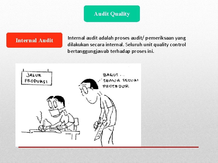 Audit Quality Internal Audit Internal audit adalah proses audit/ pemeriksaan yang dilakukan secara internal.