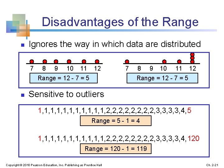 Disadvantages of the Range n Ignores the way in which data are distributed 7