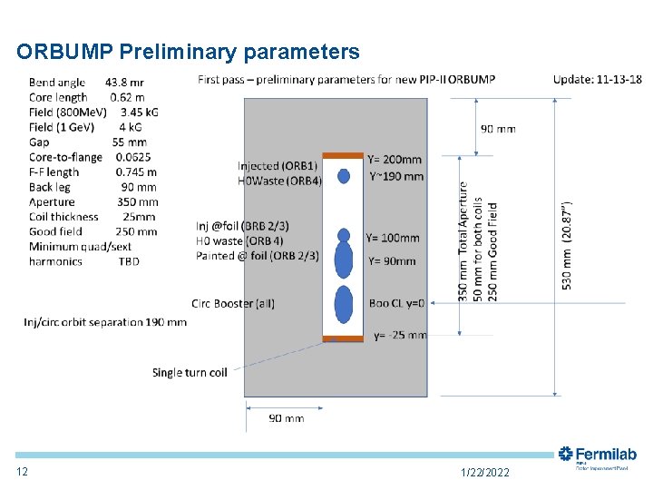 ORBUMP Preliminary parameters 12 1/22/2022 