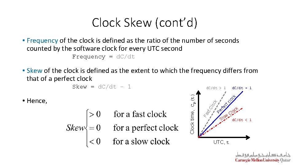Clock Skew (cont’d) • Frequency of the clock is defined as the ratio of
