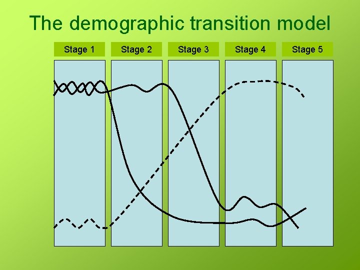 The demographic transition model Stage 1 Stage 2 Stage 3 Stage 4 Stage 5