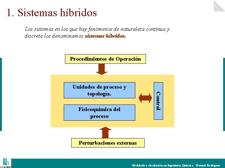 1. Sistemas híbridos Los sistemas en los que hay fenómenos de naturaleza continua y