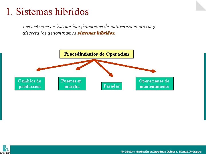 1. Sistemas híbridos Los sistemas en los que hay fenómenos de naturaleza continua y