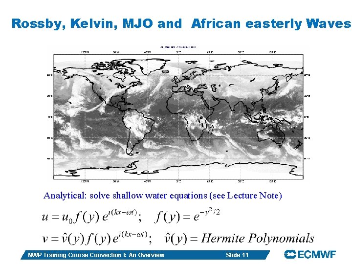 Rossby, Kelvin, MJO and African easterly Waves Analytical: solve shallow water equations (see Lecture