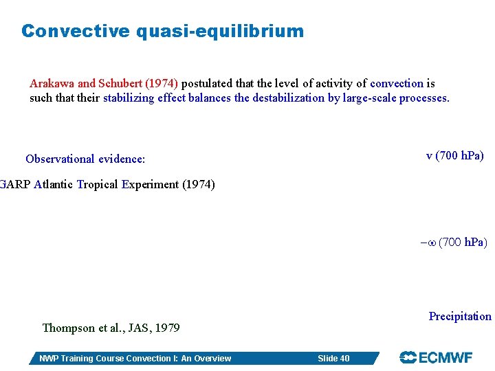 Convective quasi-equilibrium Arakawa and Schubert (1974) postulated that the level of activity of convection