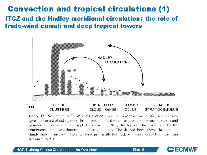 Convection and tropical circulations (1) ITCZ and the Hadley meridional circulation: the role of