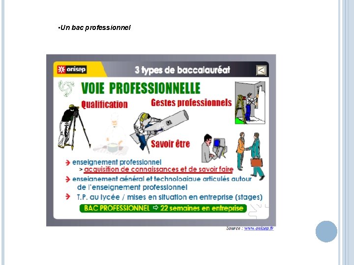  • Un bac professionnel 