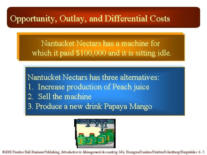 Opportunity, Outlay, and Differential Costs Nantucket Nectars has a machine for which it paid