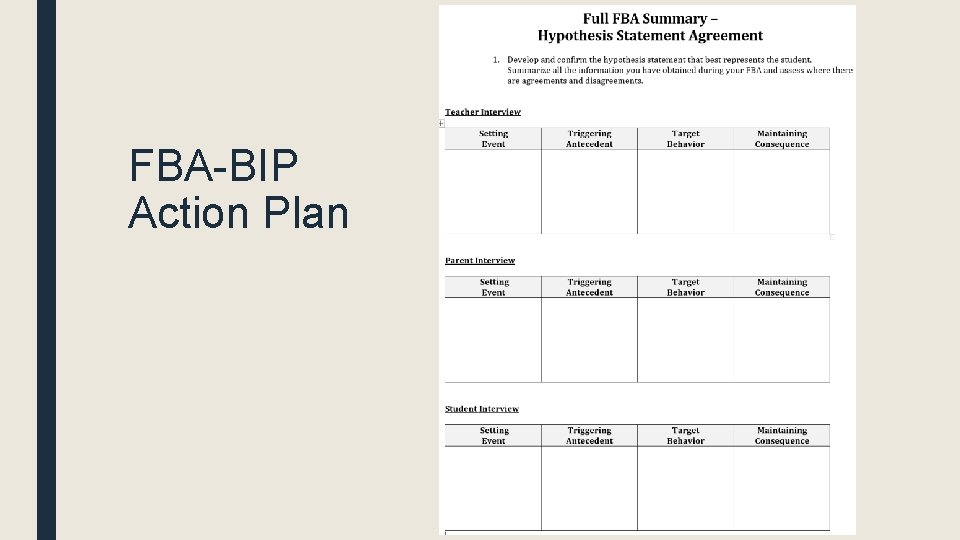 FBA-BIP Action Plan FBA-BIP Action Plan
