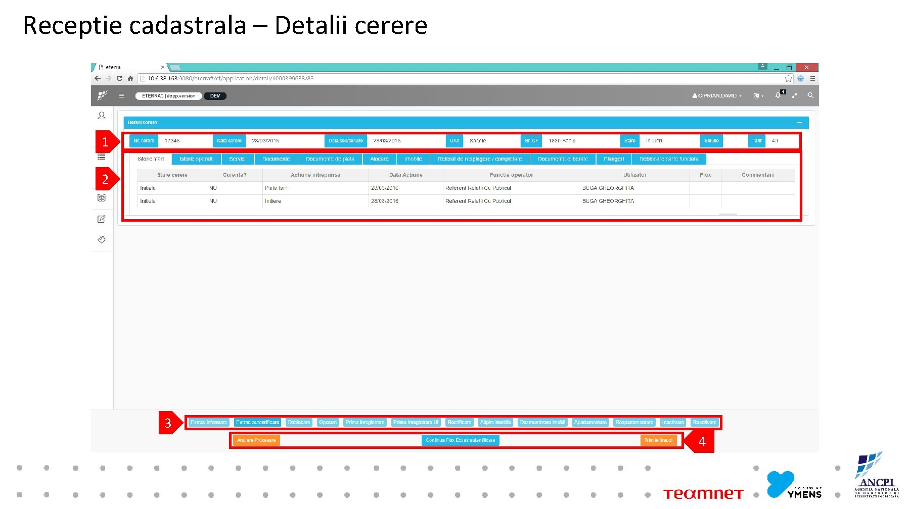 Receptie cadastrala – Detalii cerere 1 2 3 4 