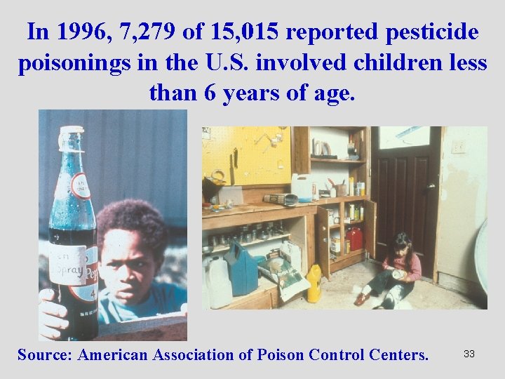 In 1996, 7, 279 of 15, 015 reported pesticide poisonings in the U. S.