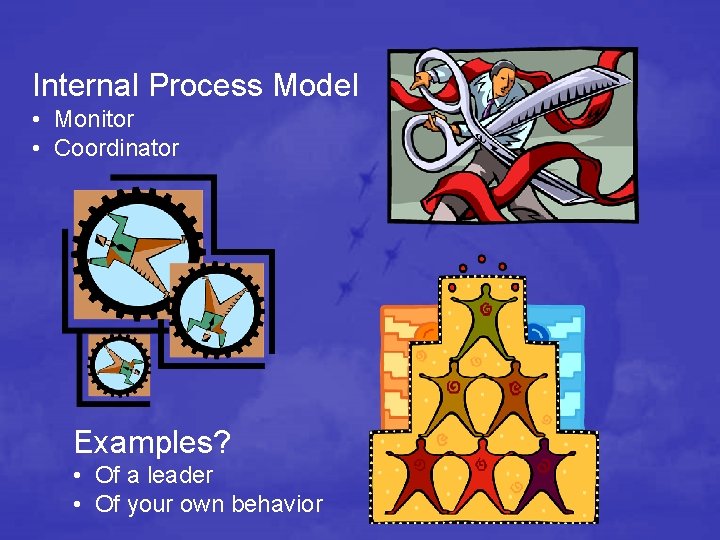 Internal Process Model • Monitor • Coordinator Examples? • Of a leader • Of