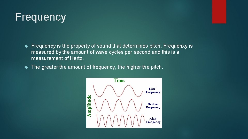 Frequency is the property of sound that determines pitch. Frequenxy is measured by the