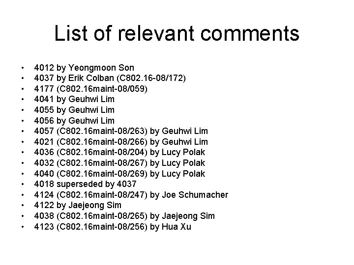 List of relevant comments • • • • 4012 by Yeongmoon Son 4037 by