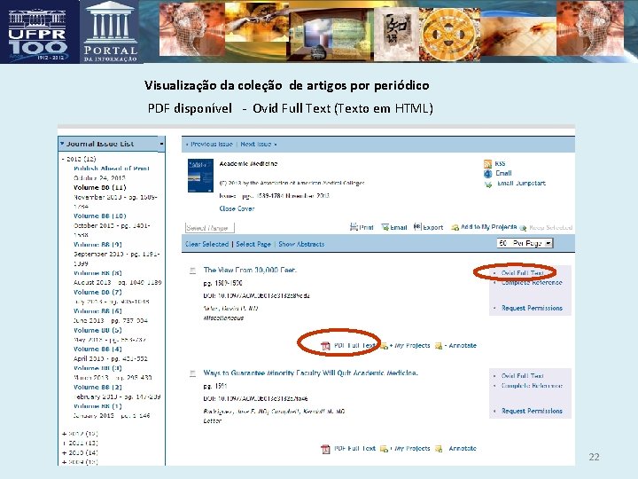 Visualização da coleção de artigos por periódico PDF disponível - Ovid Full Text (Texto