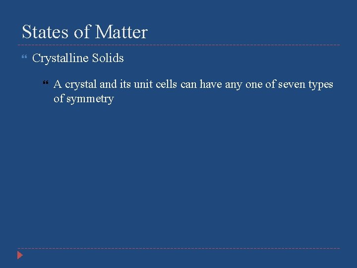 States of Matter Crystalline Solids A crystal and its unit cells can have any