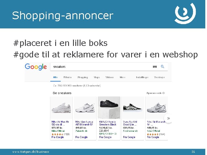 Shopping-annoncer #placeret i en lille boks #gode til at reklamere for varer i en