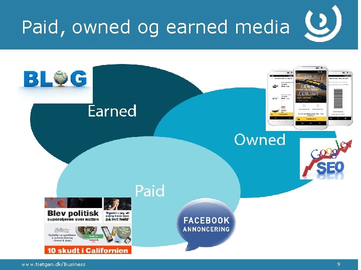 Paid, owned og earned media www. tietgen. dk/Business 9 