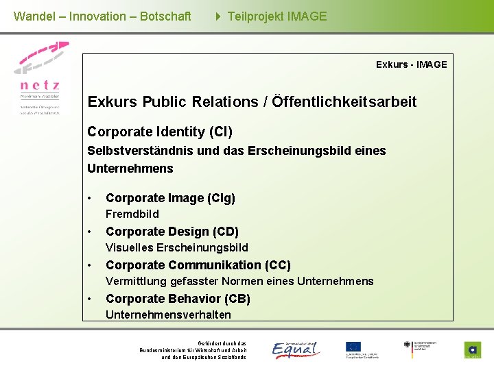 Wandel – Innovation – Botschaft Teilprojekt IMAGE Exkurs - IMAGE Exkurs Public Relations /