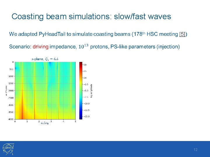 Coasting beam simulations: slow/fast waves 12 