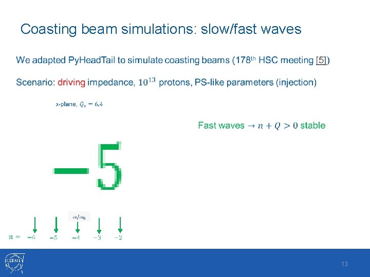 Coasting beam simulations: slow/fast waves 13 