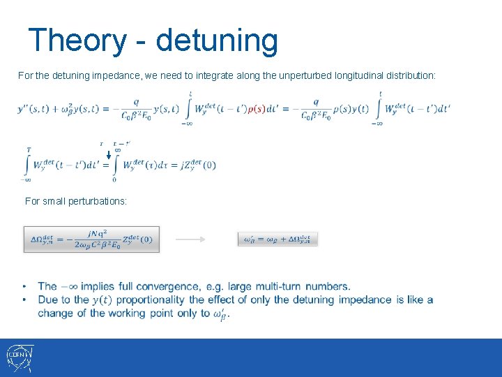 Theory - detuning For the detuning impedance, we need to integrate along the unperturbed