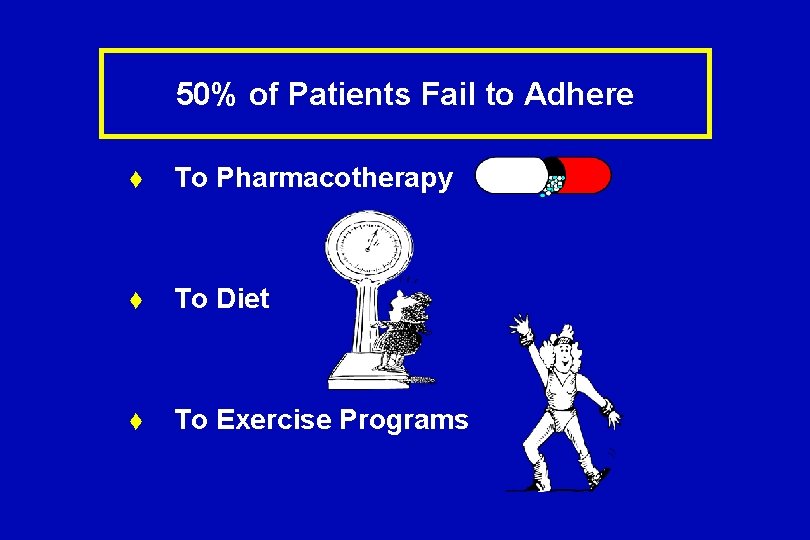 50% of Patients Fail to Adhere t To Pharmacotherapy t To Diet t To