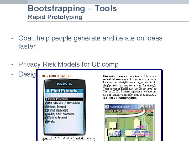 Bootstrapping – Tools Rapid Prototyping • Goal: help people generate and iterate on ideas