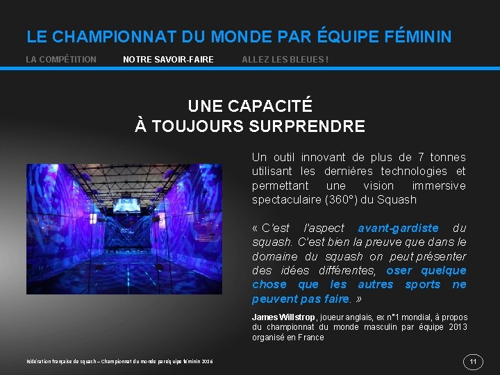 LE CHAMPIONNAT DU MONDE PAR ÉQUIPE FÉMININ LA COMPÉTITION NOTRE SAVOIR-FAIRE ALLEZ LES BLEUES