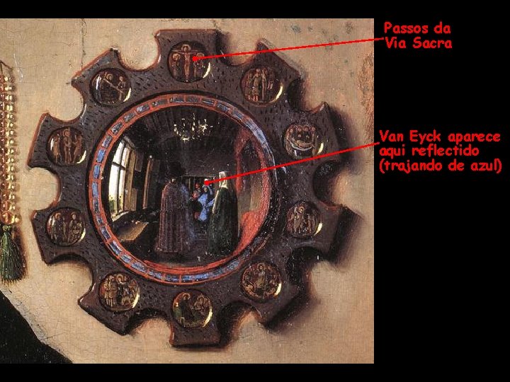 Passos da Via Sacra Van Eyck aparece aqui reflectido (trajando de azul) 