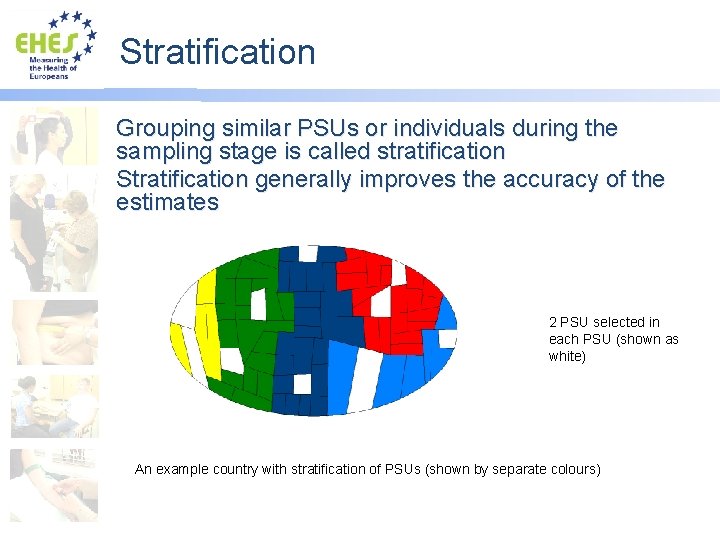Stratification Grouping similar PSUs or individuals during the sampling stage is called stratification Stratification