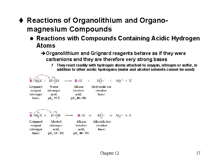 t Reactions of Organolithium and Organo- magnesium Compounds l Reactions with Compounds Containing Acidic