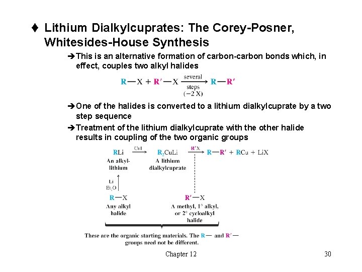 t Lithium Dialkylcuprates: The Corey-Posner, Whitesides-House Synthesis èThis is an alternative formation of carbon-carbon
