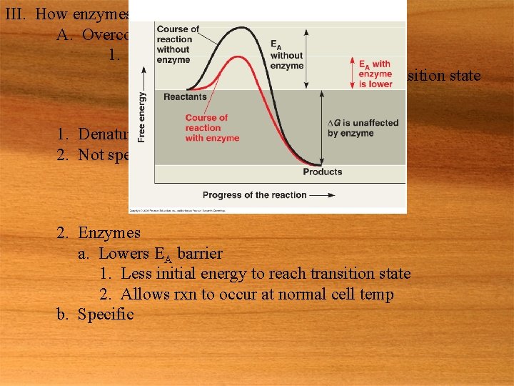 III. How enzymes lower the EA barrier A. Overcoming EA 1. Heat a. Will