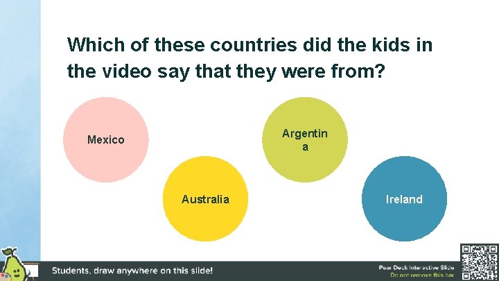 Which of these countries did the kids in the video say that they were