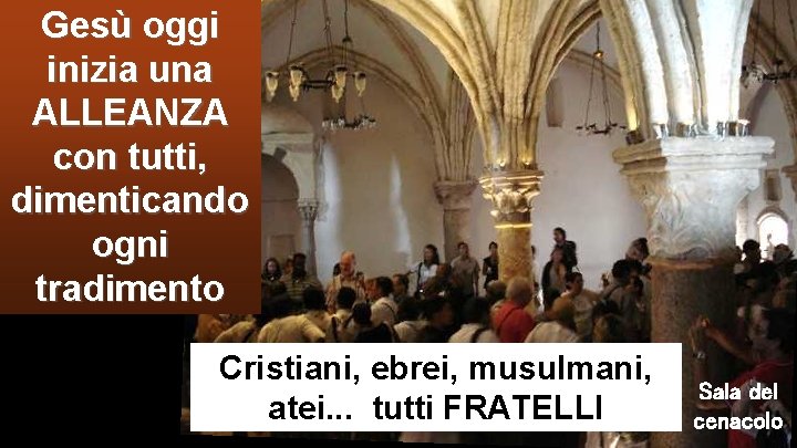 Gesù oggi inizia una ALLEANZA con tutti, dimenticando ogni tradimento Cristiani, ebrei, musulmani, atei.