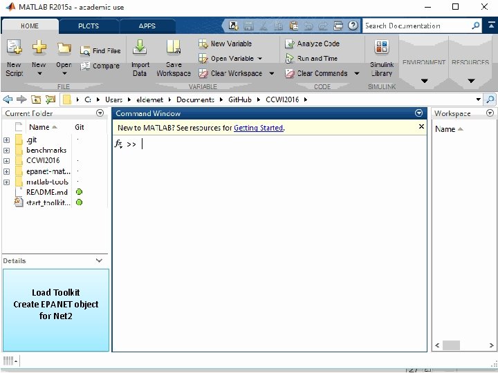 Load Toolkit Create EPANET object for Net 2 