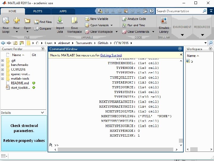 Check structural parameters. Retrieve property values 