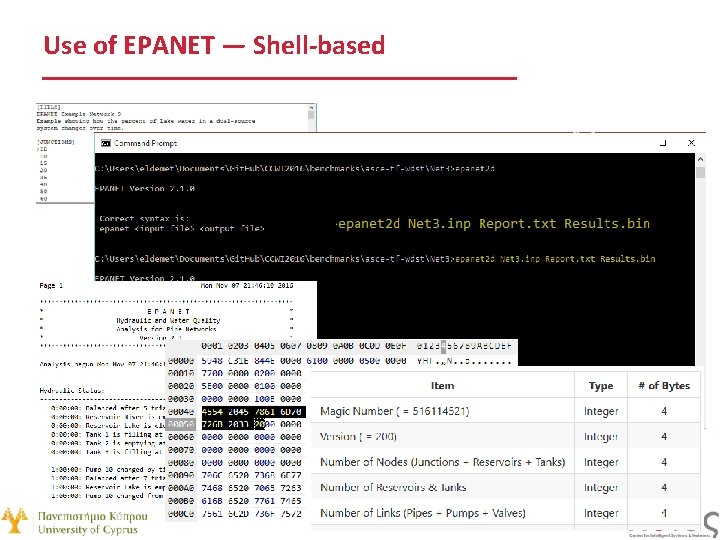 Use of EPANET — Shell-based 