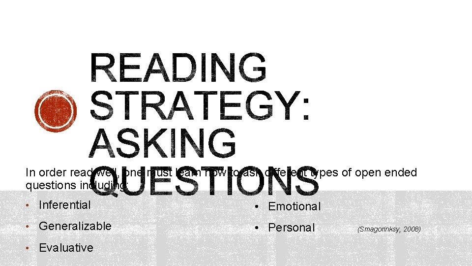 In order read well, one must learn how to ask different types of open