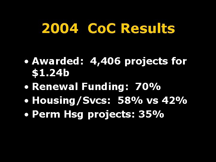 2004 Co. C Results • Awarded: 4, 406 projects for $1. 24 b •