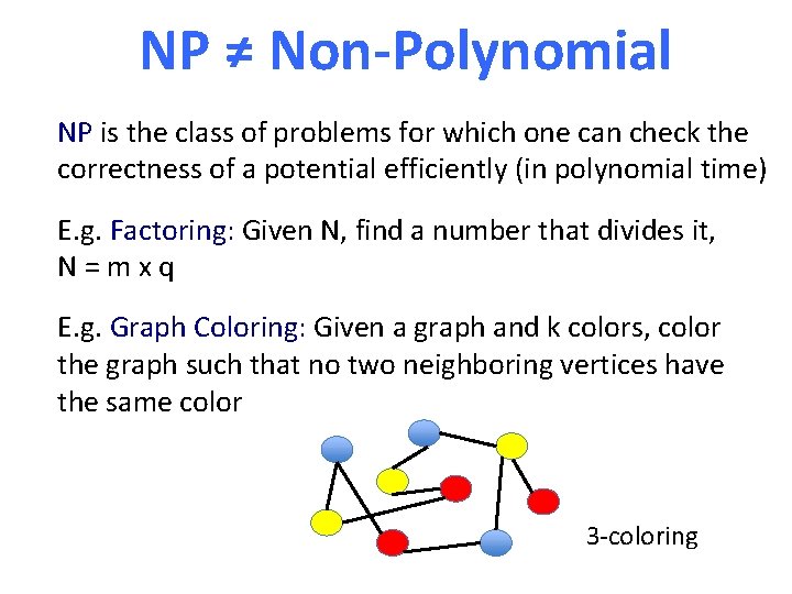 NP ≠ Non-Polynomial NP is the class of problems for which one can check